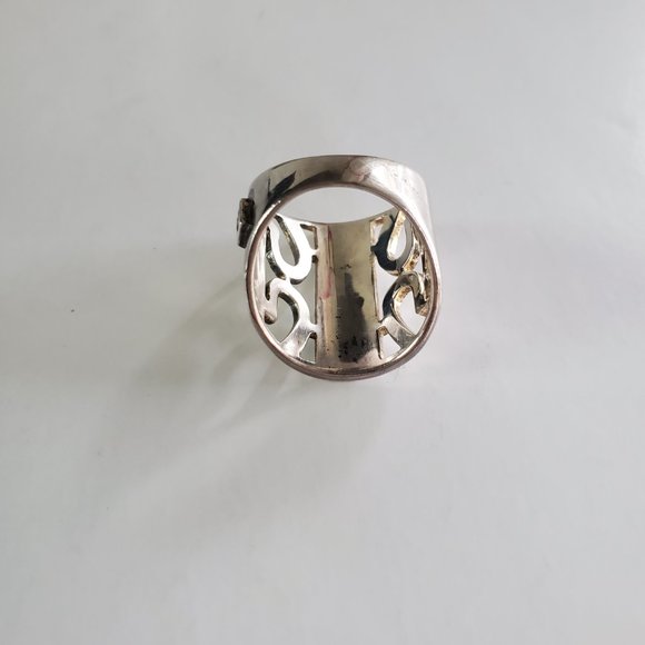 Sterling Silver 925 Elle Jewelry Ring Wide Band with Signature Ruby - Picture 15 of 16